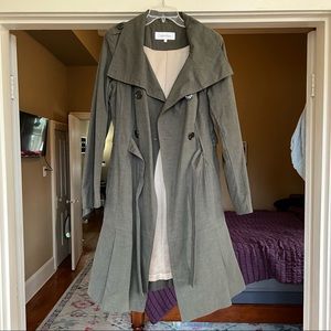 Calvin Klein green double breasted trench coat